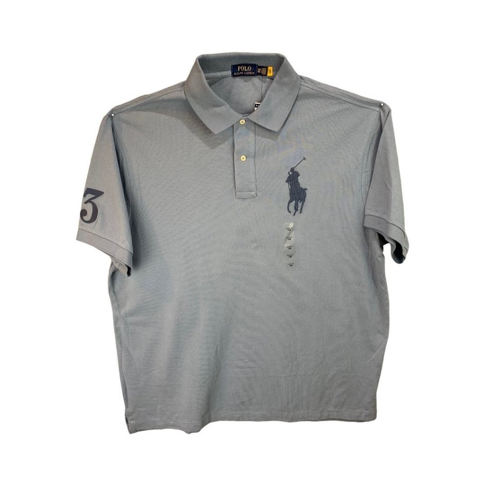 1XB Polo Ralph Lauren Blue New Big Pony Men's Short Sleeve Golf Shirt Classic Fi